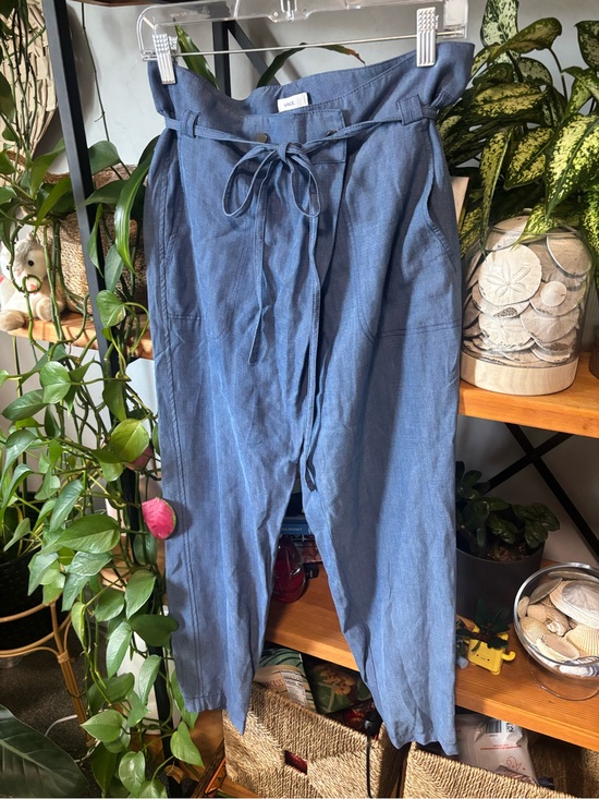 Vince Pants - Vince Womens Cropped Lyocell Pants Sz 6 Solid Blue Mid Rise
